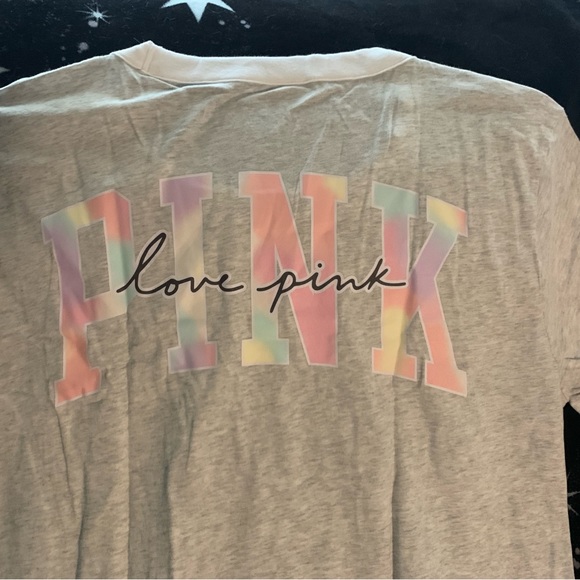 Victoria’s Secret Pink Grey Freya Tie Dye Logo Campus Ringer & Baggy Sweats - Picture 4 of 11